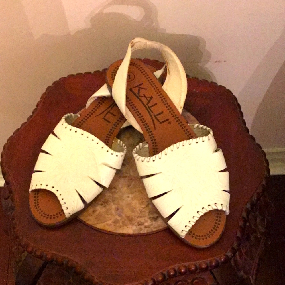 White leather sandals